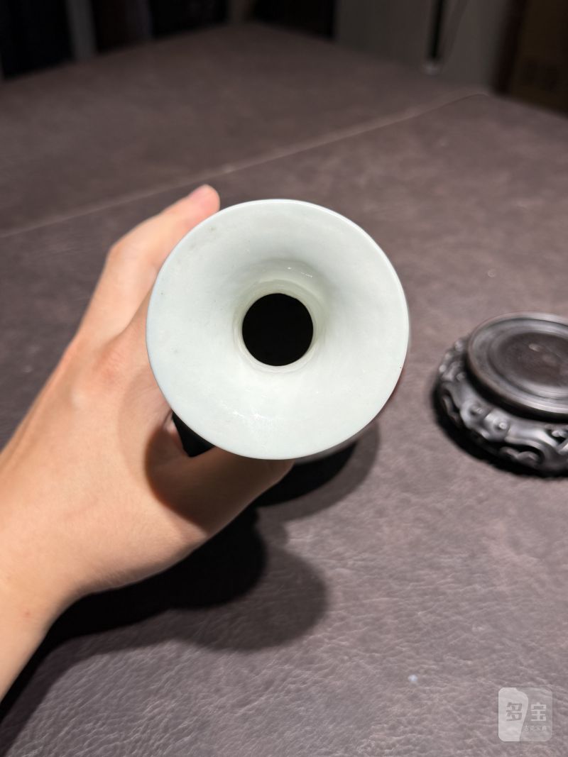 清道光 釉里红太狮少狮玉壶春瓶（配木座、老盒） - 图12
